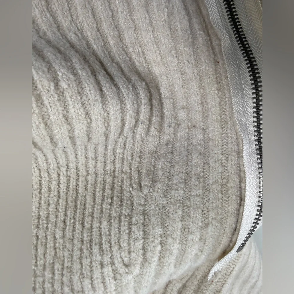 Vintage Abercrombie & Fitch Cream Ribbed Pullover Sweater Side Zippers Sz XS Y2K